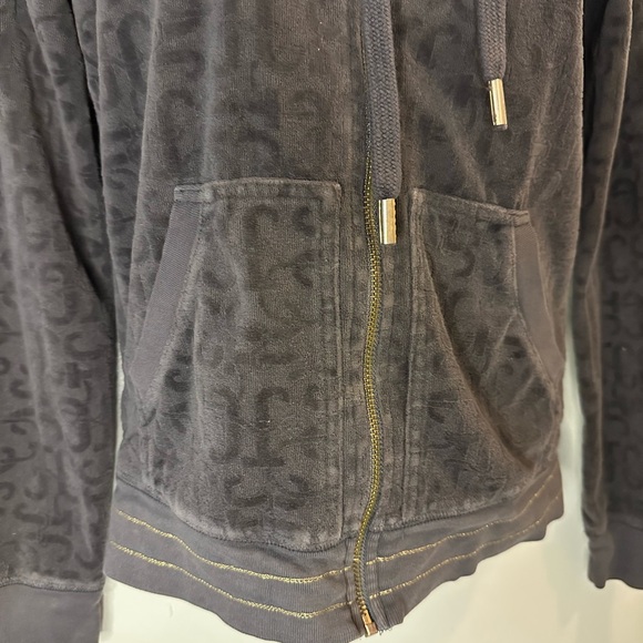 Juicy Couture Charcoal Gray Gothic Velour Zip Hoodie - Picture 4 of 6